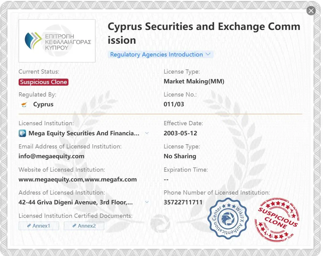 ใบอนุญาตสำเนาที่สงสัยของ CySEC