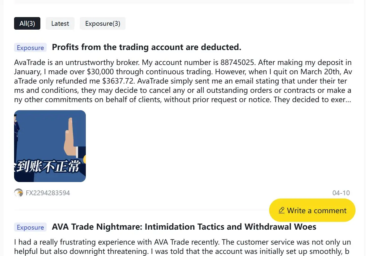 Negative AVA Trade Reviews on WikiFX Negative AVA Trade Reviews on WikiFX