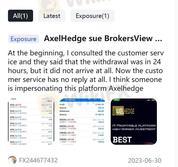 WikiFXでのAxel Edge Marketsのネガティブな口コミ WikiFXでのAxel Edge Marketsのネガティブな口コミ