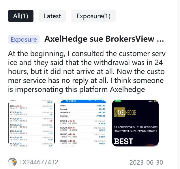 在WikiFX上的负面Axel Edge Markets评论 在WikiFX上的负面Axel Edge Markets评论