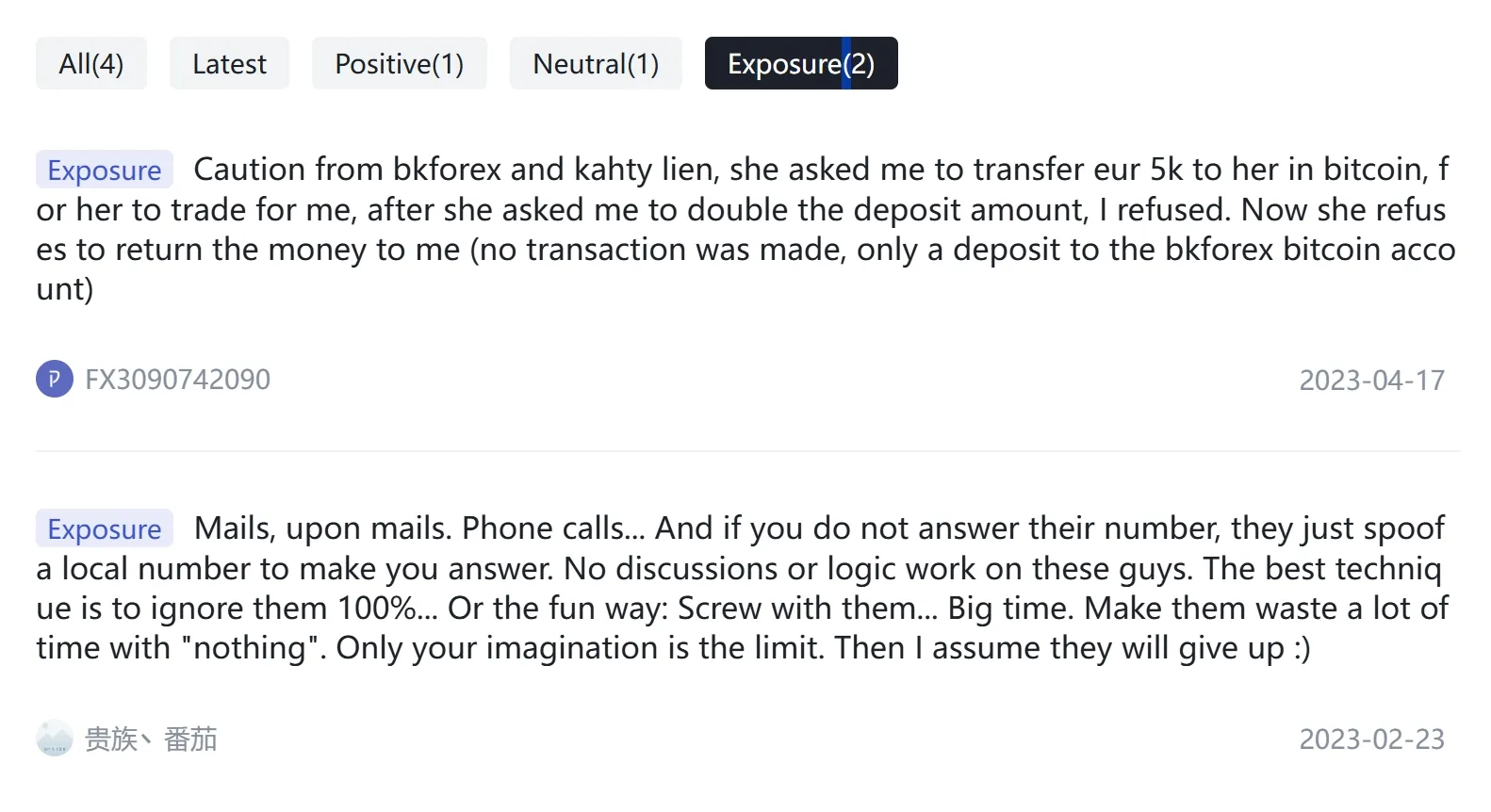 User Exposure on WikiFX