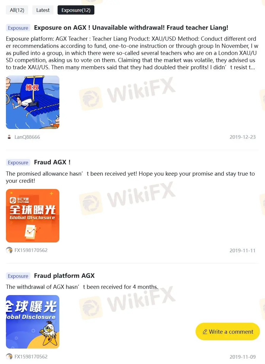 Negative AGX Reviews on WikiFX