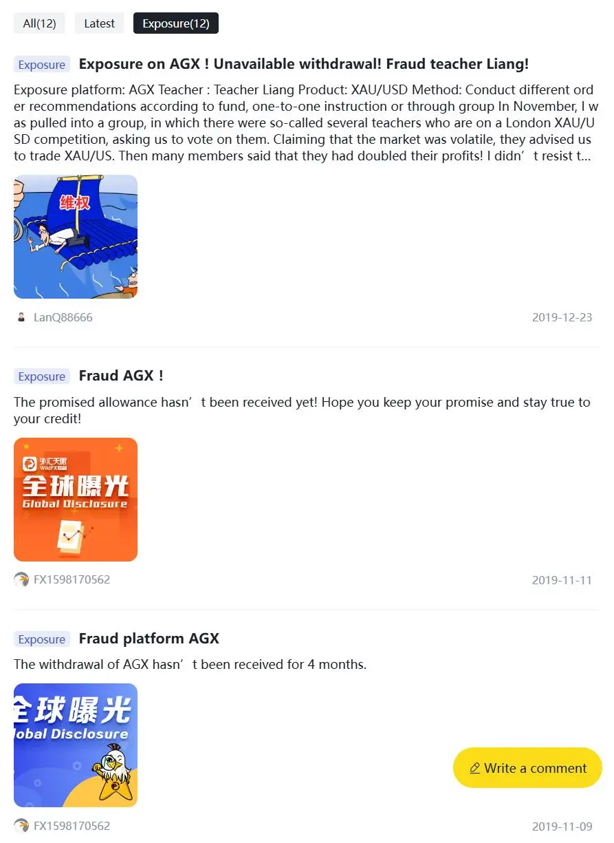 Negative AGX Reviews on WikiFX