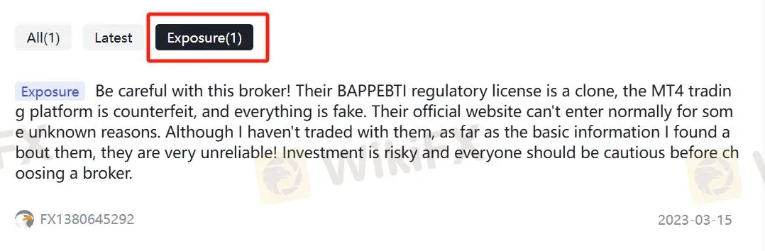 Ulasan Negatif MMF di WikiFX