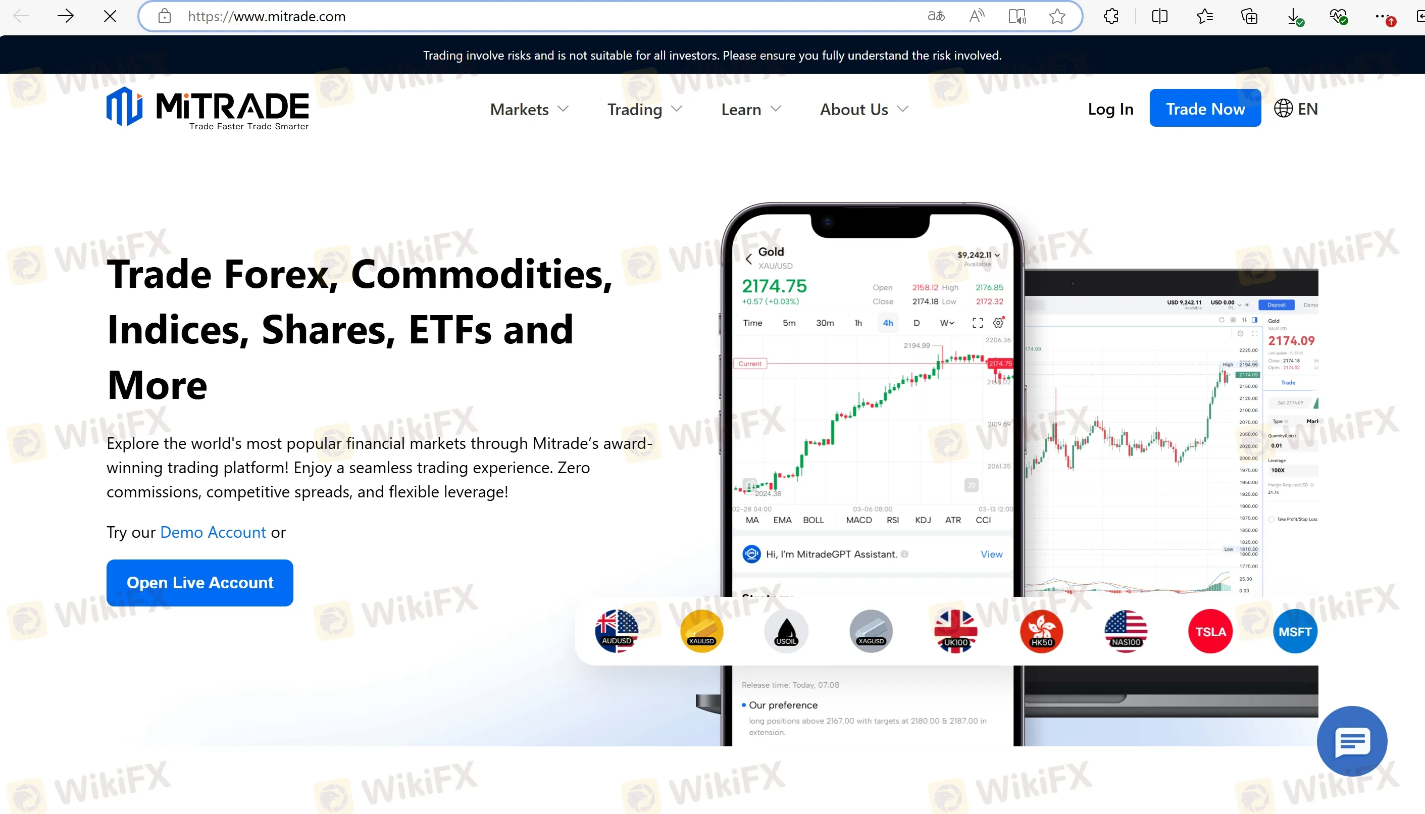 MiTrades homepage