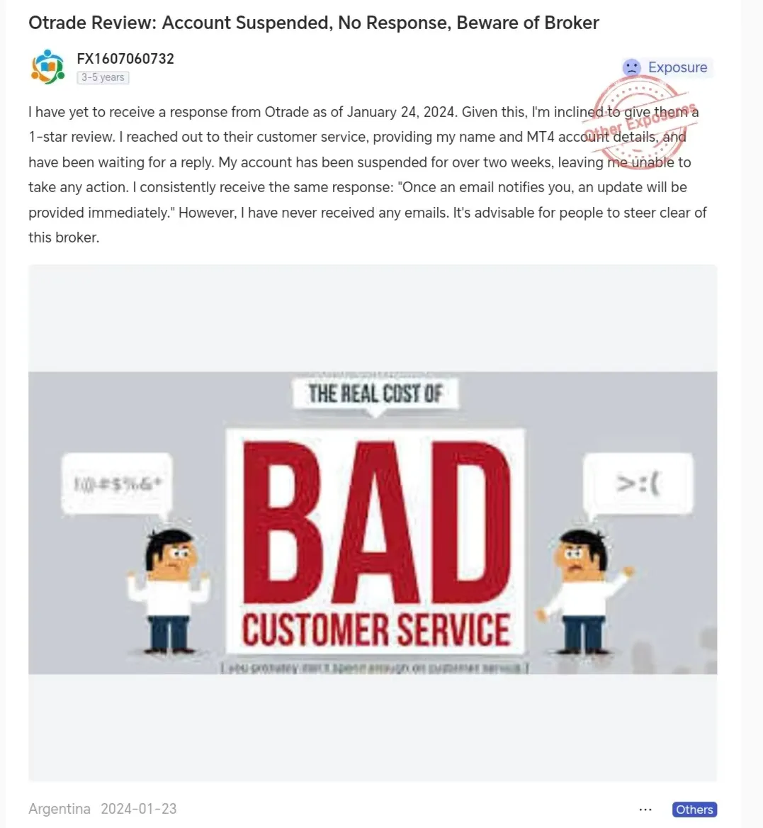 Negative Otrade Reviews on WikiFX Negative Otrade Reviews on WikiFX