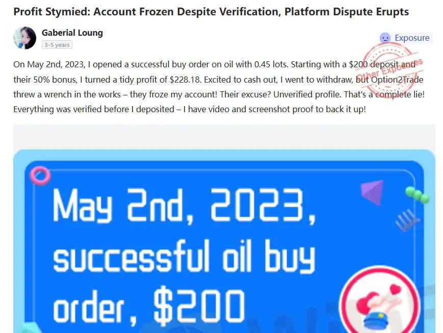 Ulasan Negatif Option2Trade di WikiFX Ulasan Negatif Option2Trade di WikiFX