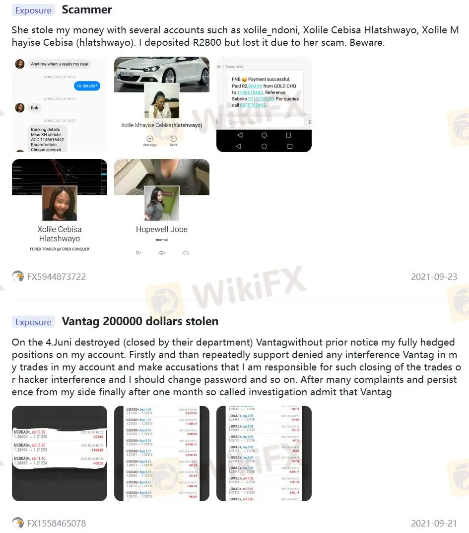 WikiFXでのVANTAGのネガティブなレビュー