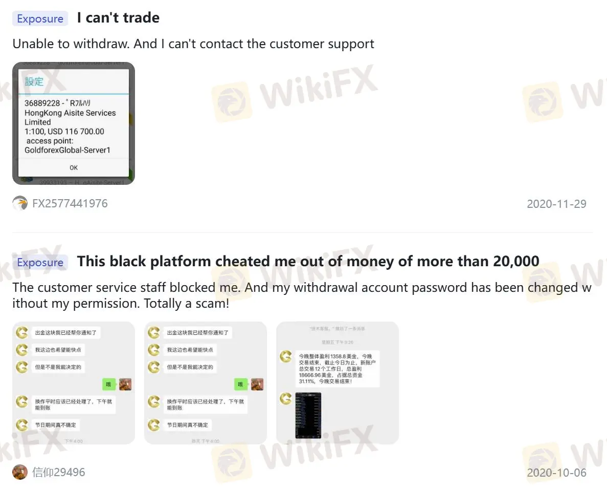 Отрицательные отзывы о GoldForex на WikiFX