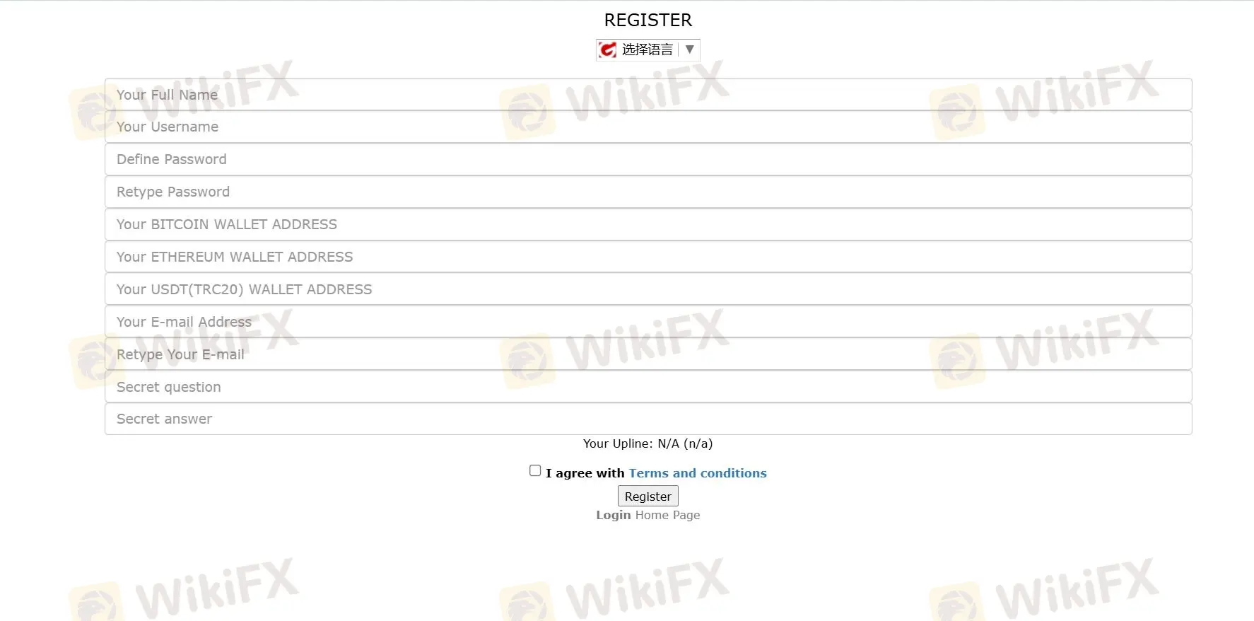 fill in required info