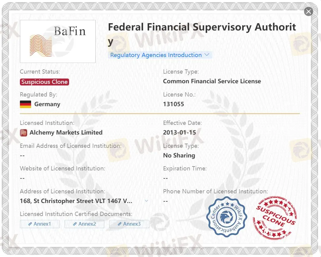 Suspicious clone BaFin license