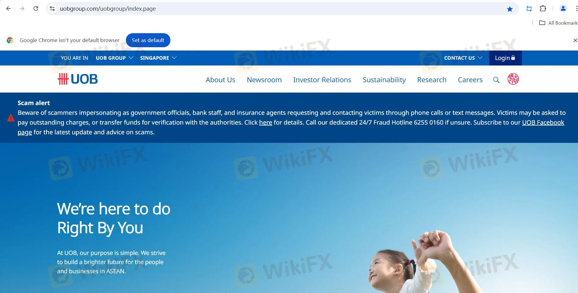 UOB's homepage