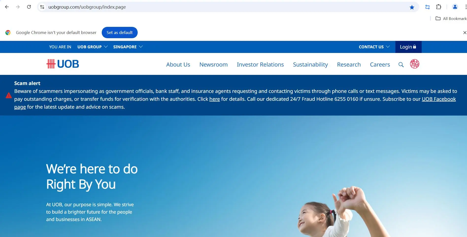 UOB's homepage