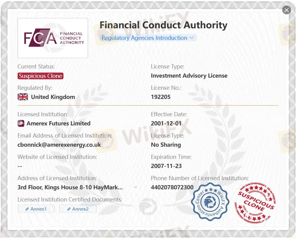 Suspicious clone FCA license