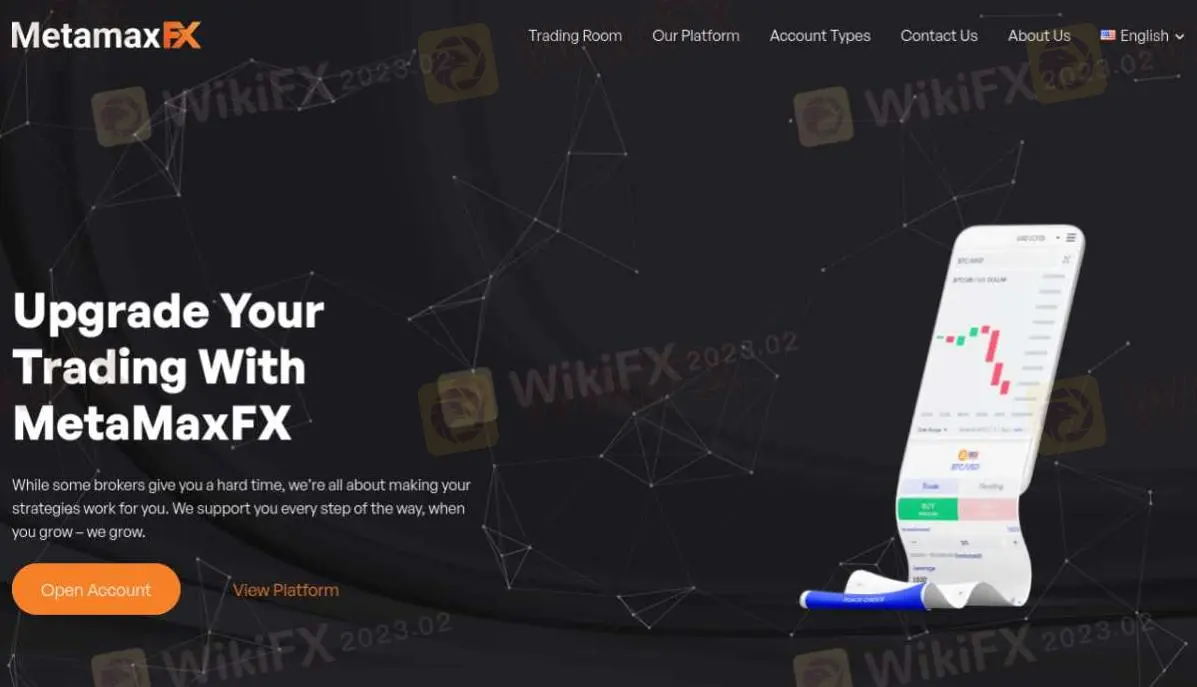 صفحة البداية لـ MetaMaxFX