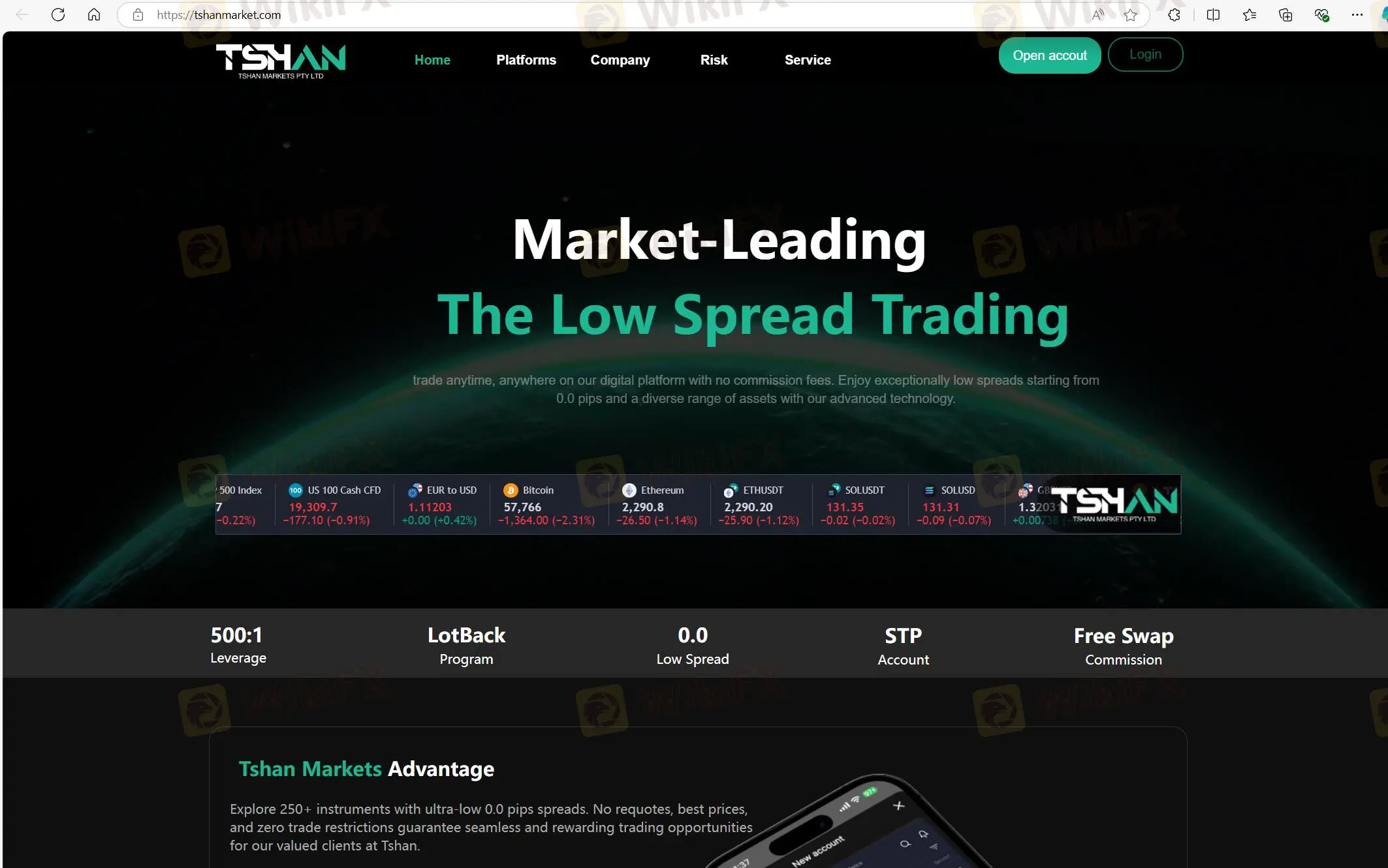 Tshan Markets的主頁