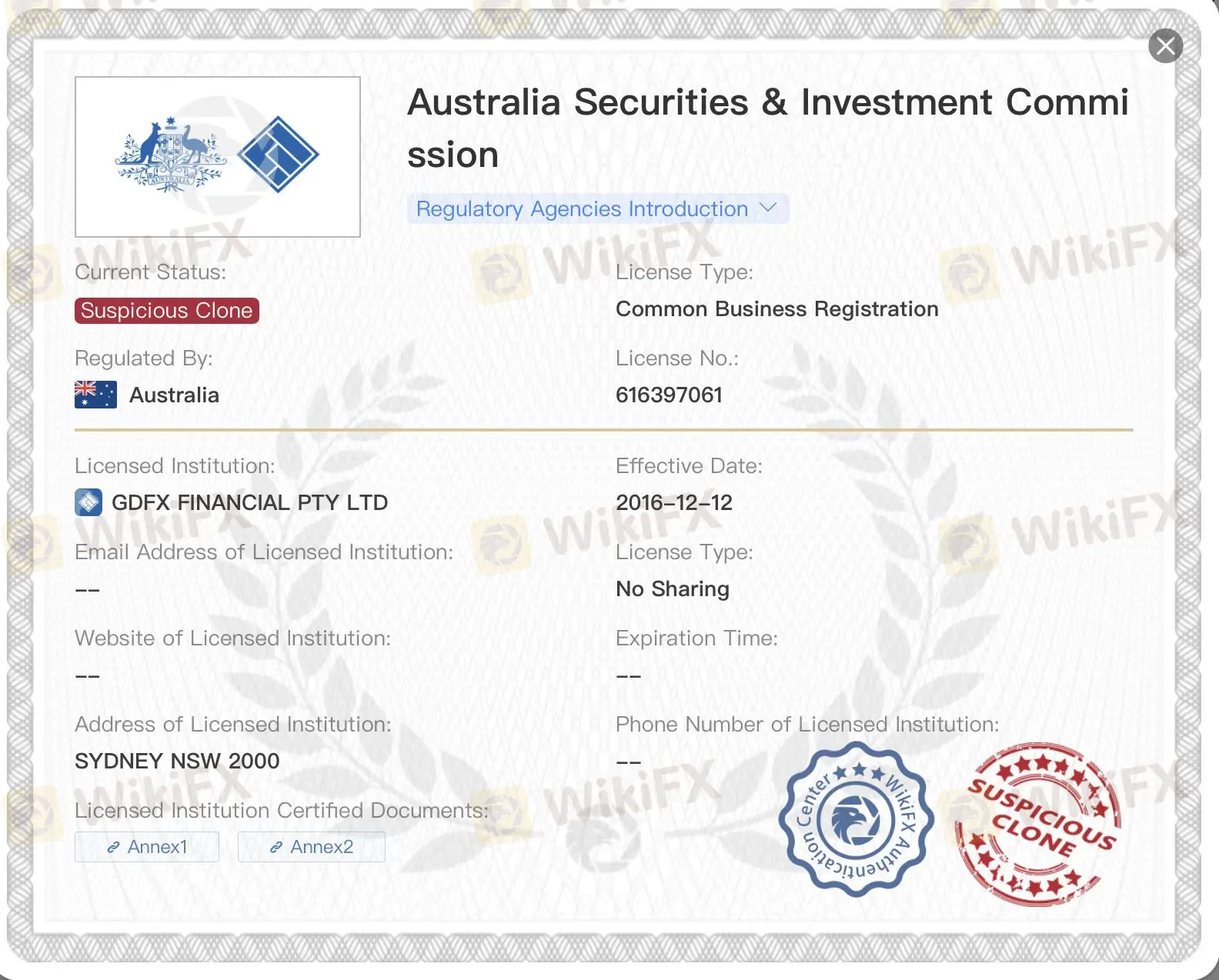 Suspicious clone ASIC license