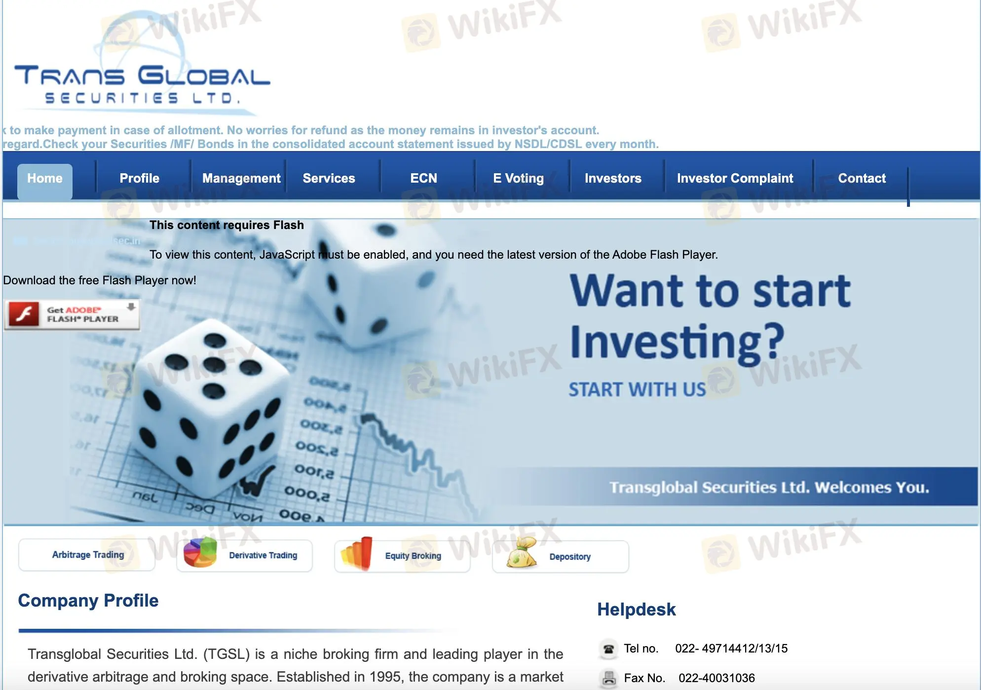 Transglobal's homepage Transglobal's homepage