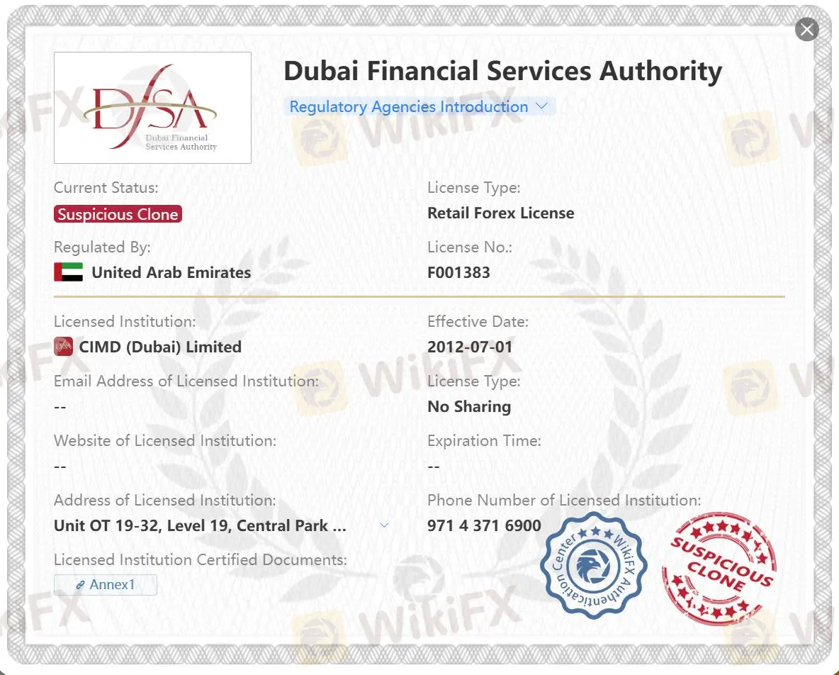 Подозрительная подделка лицензии DFSA