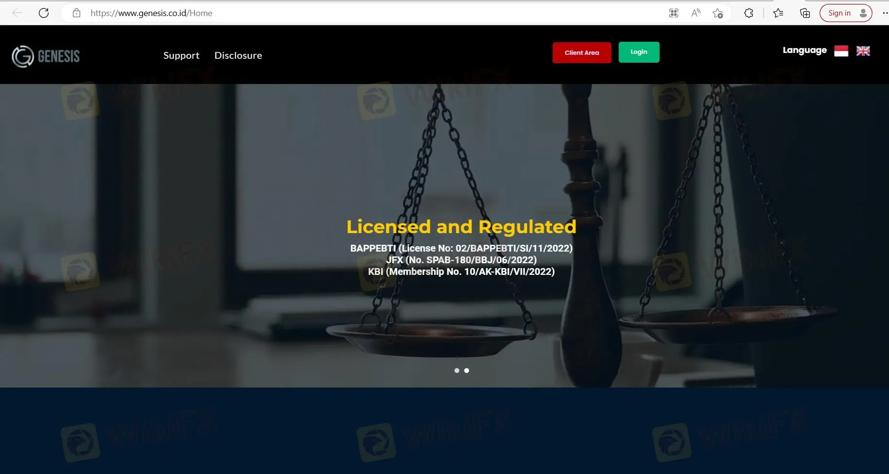 Genesis Gemilang Futures' homepage