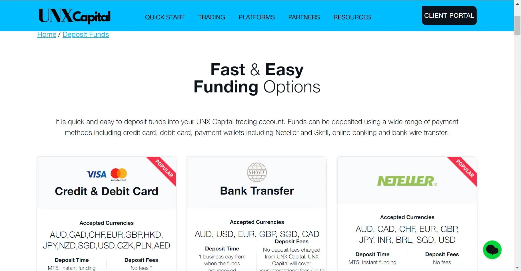 Opções de Financiamento
