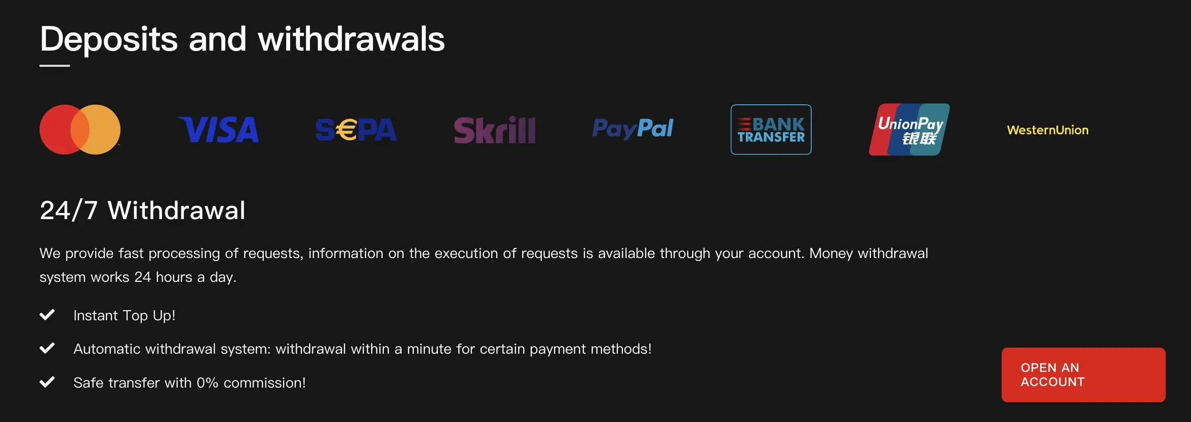 Deposit and Withdrawal