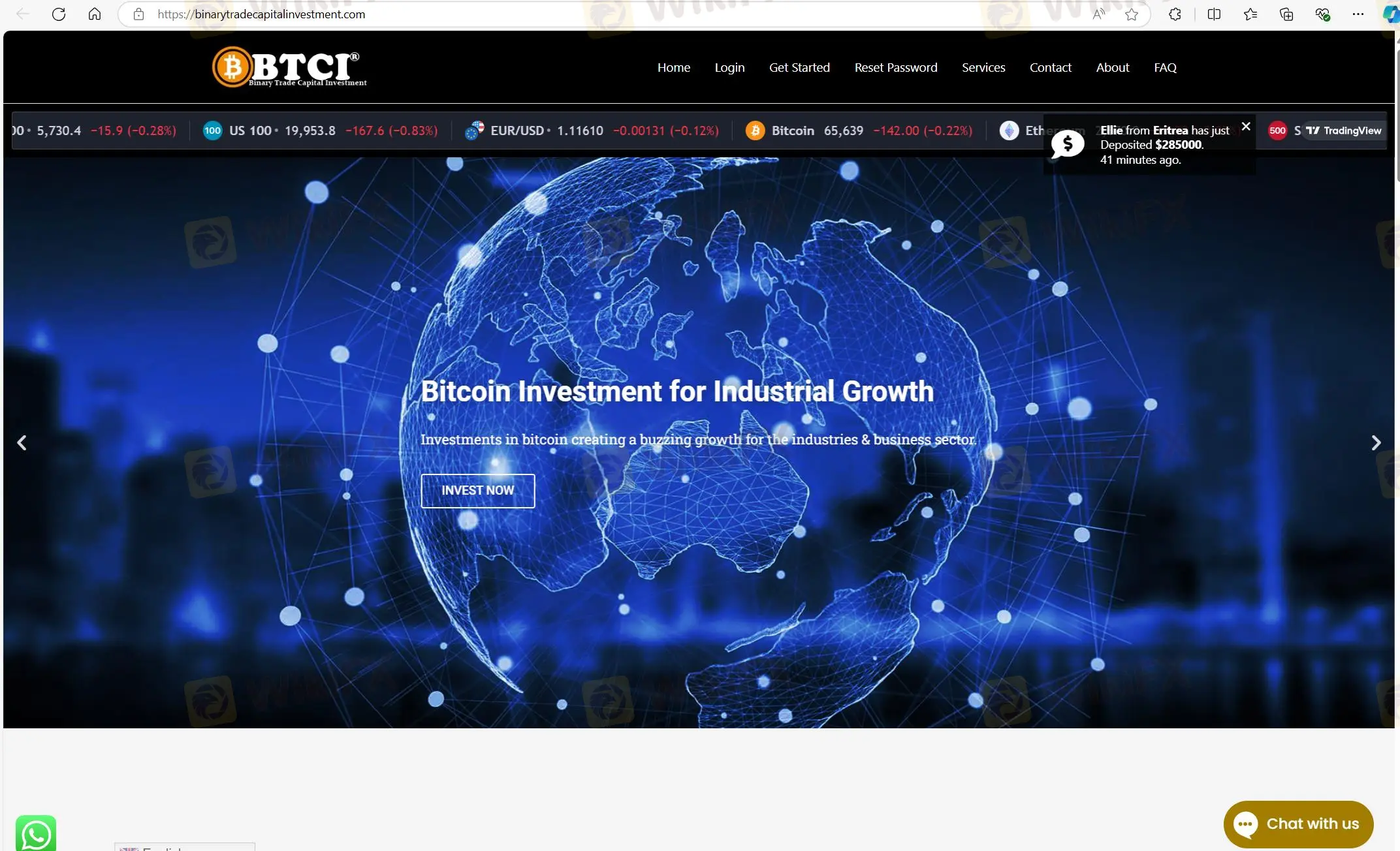 Página principal de BTCI