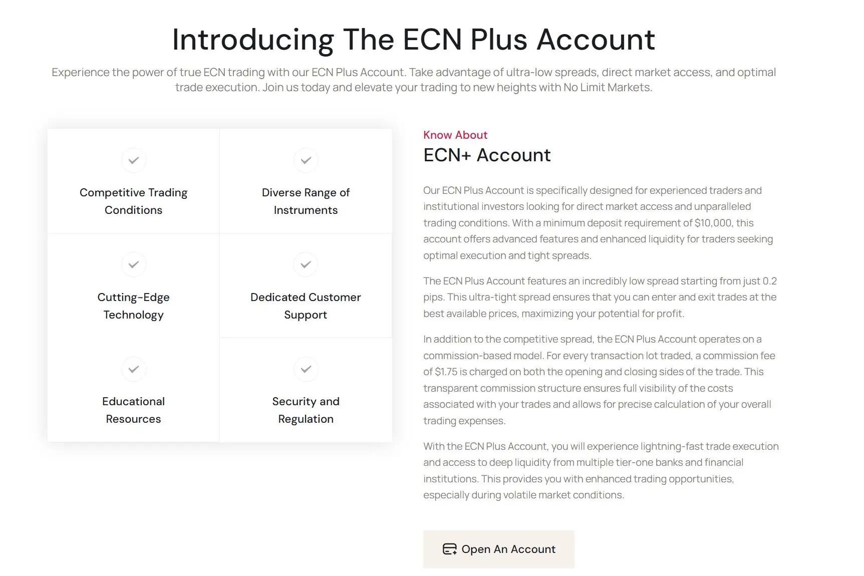 ECN Plus account detail ECN Plus account detail