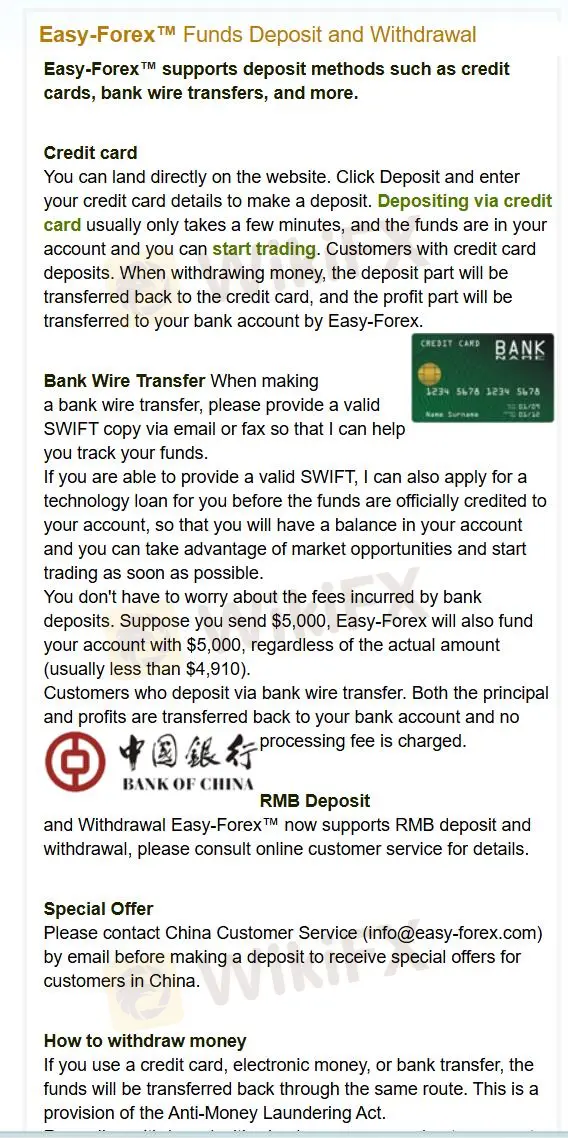 Deposit and Withdrawal