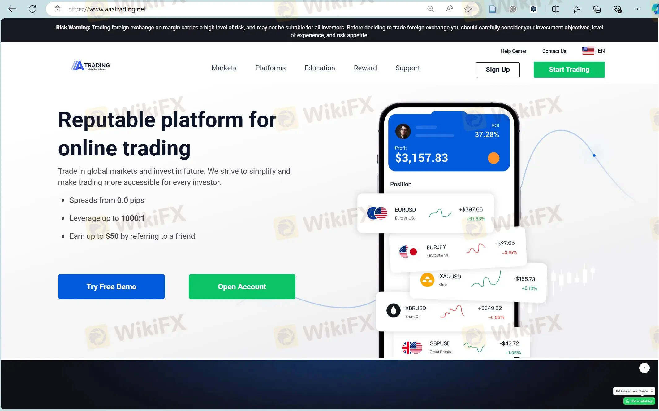 AAA Trading's homepage