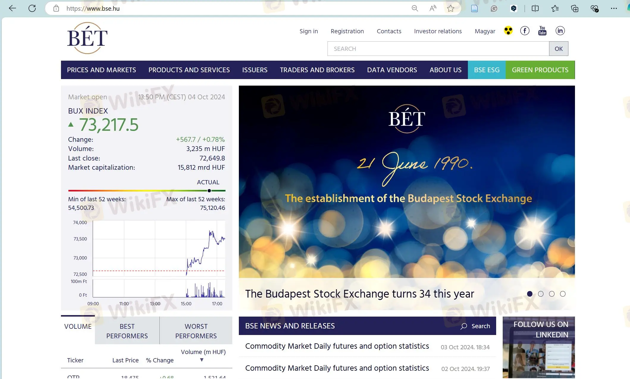 BSE's होमपेज