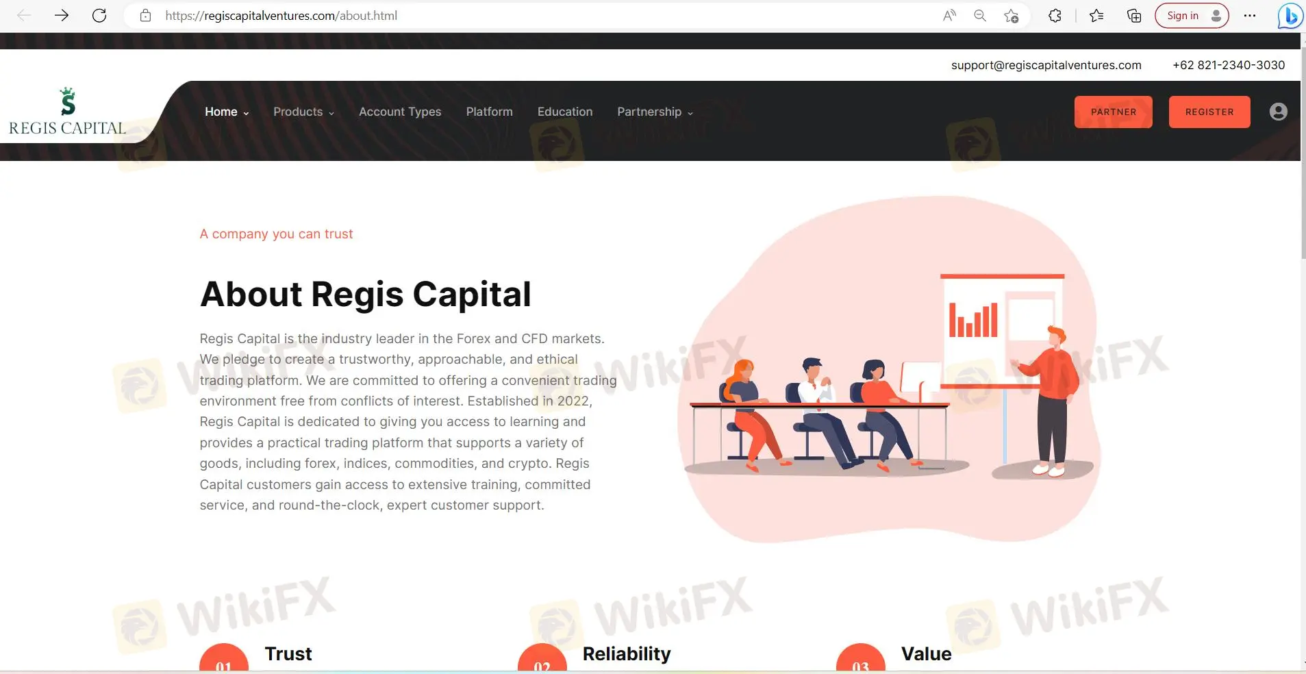 الصفحة الرئيسية لـ Regis Capital