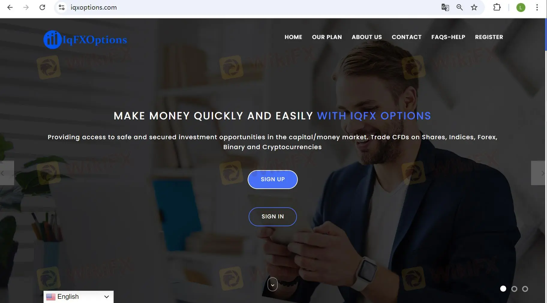 IQFXOPTIONS' trang chủ