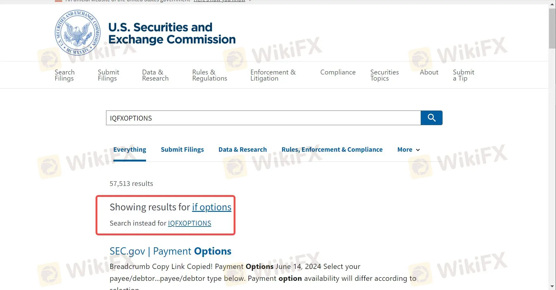 Không có kết quả từ SEC