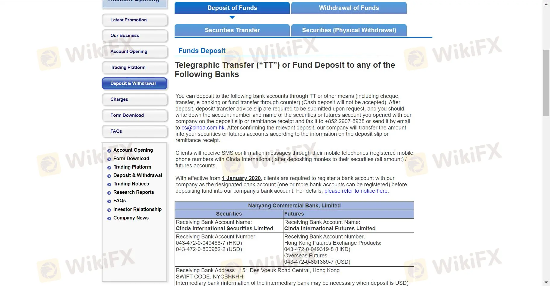 Deposit and Withdrawal