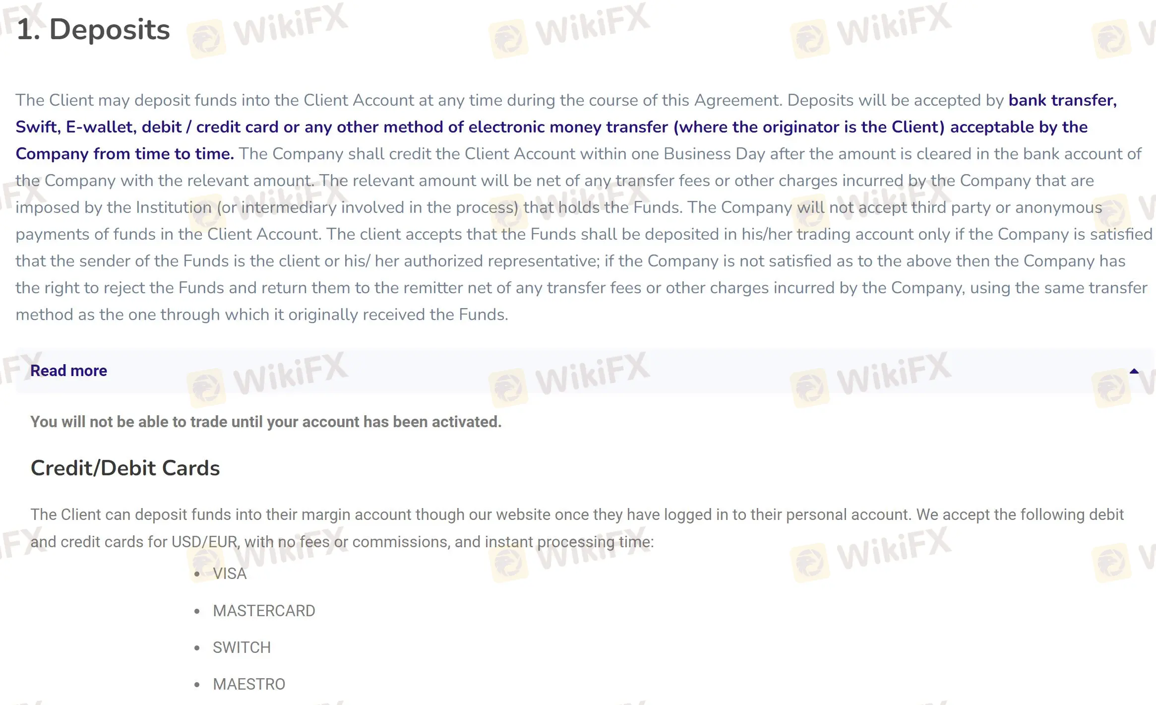 Deposit and Withdrawal