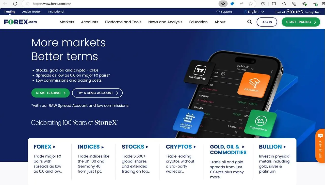 Forex.com's Homepage Forex.com's Homepage