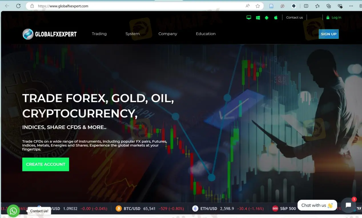 Página principal de GlobalFxExpert