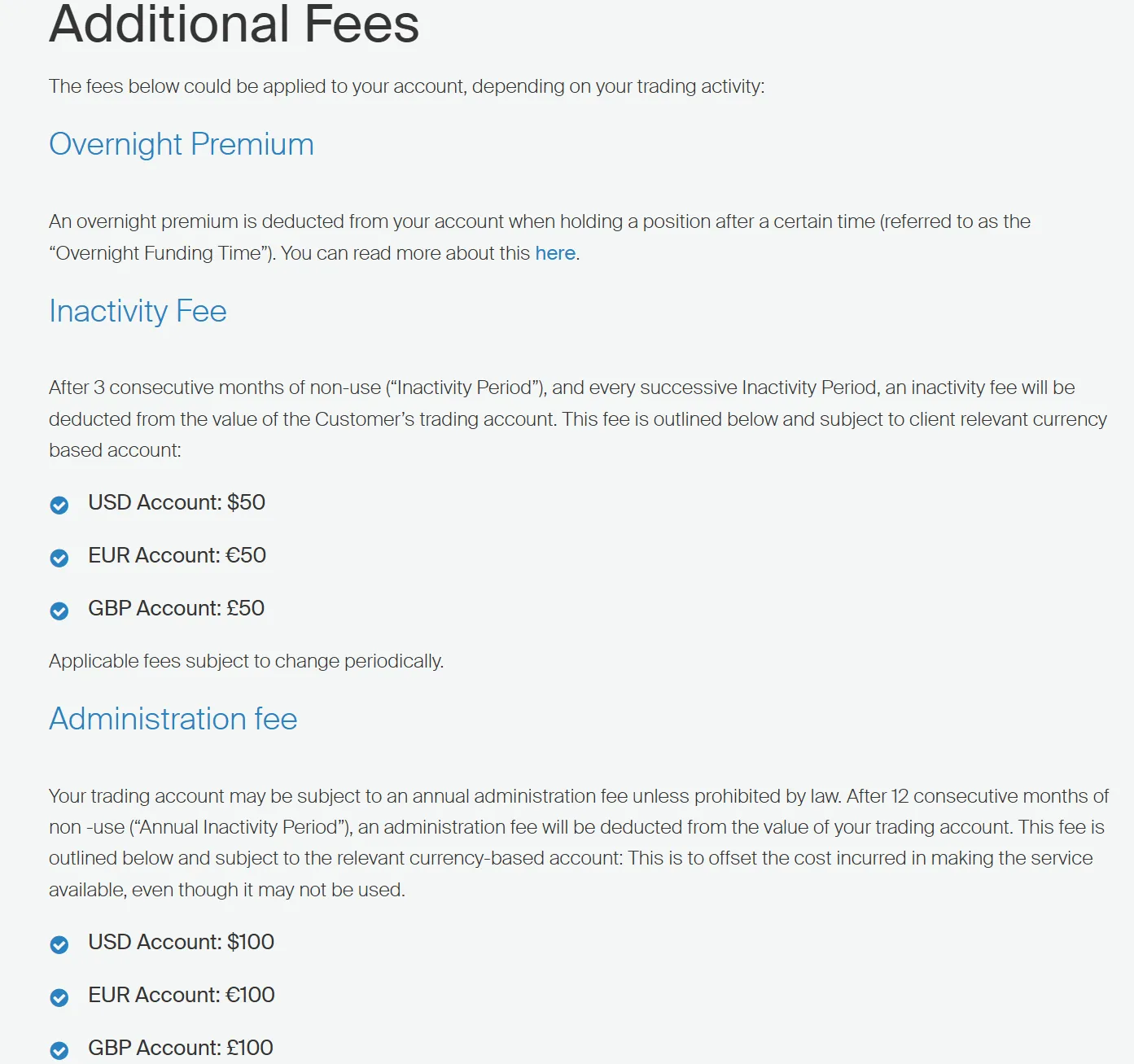 Additional fees Additional fees