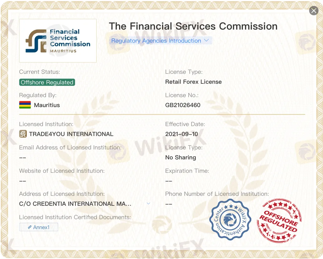 Offshore regulated by FSC