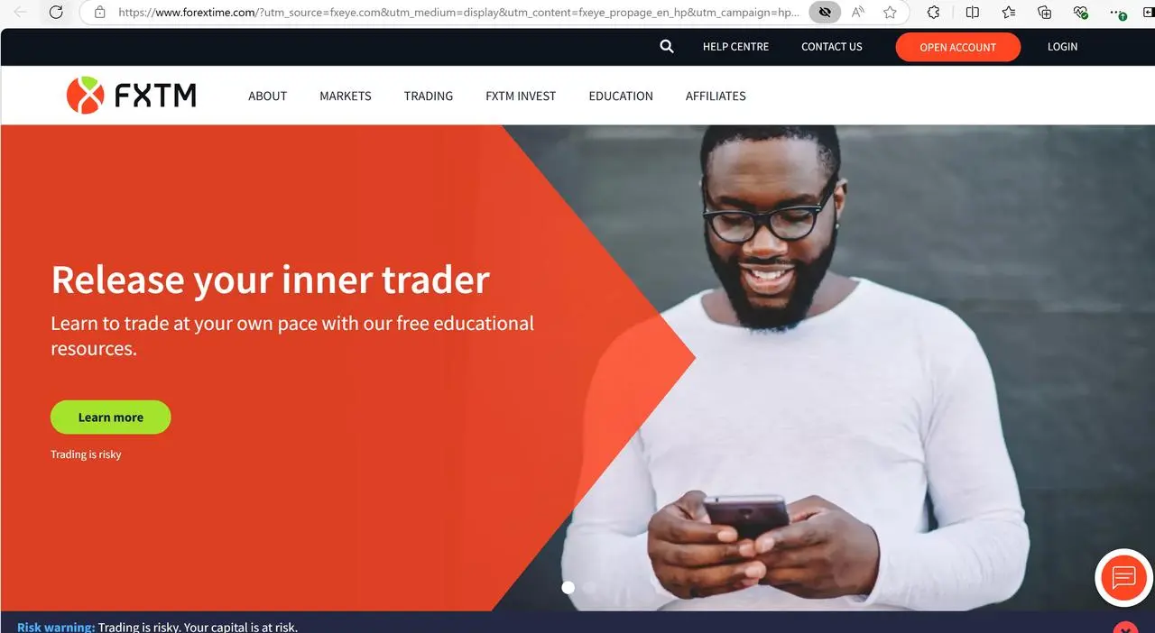 FXTM's homepage FXTM's homepage