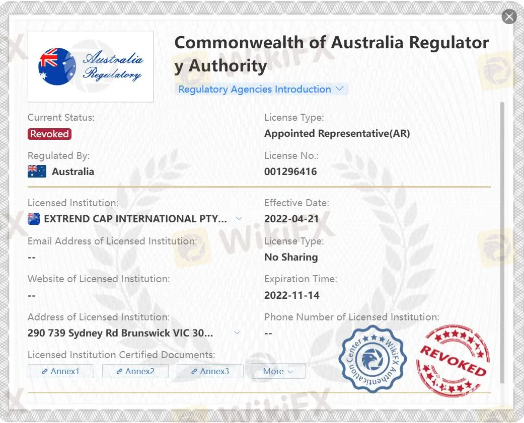 ใบอนุญาต ASIC ถูกเพิกถอน