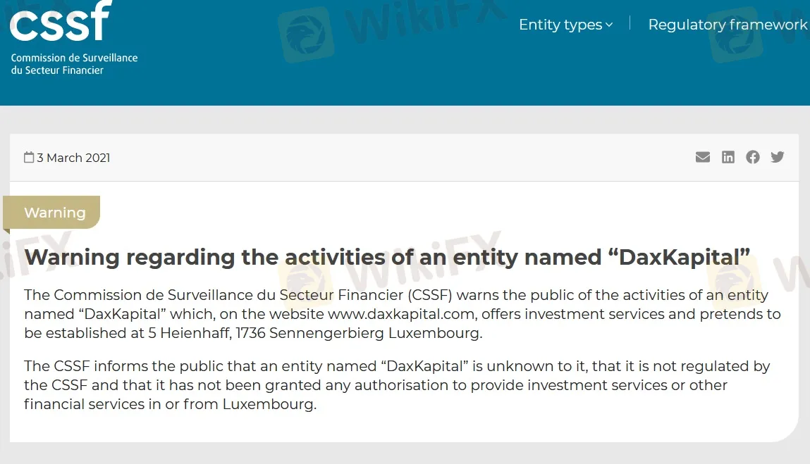 Avertissement CSSF
