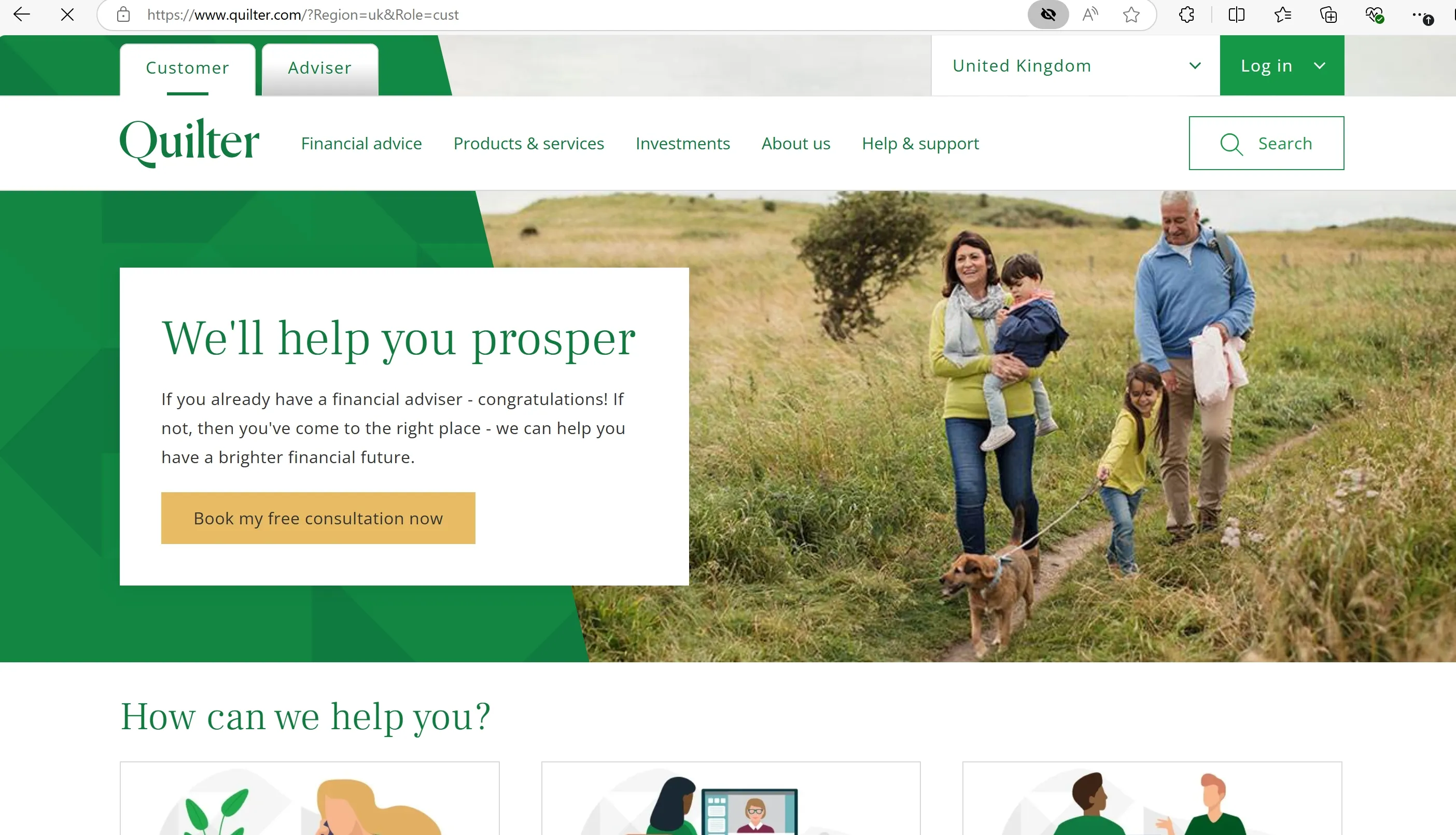 Quilter Financial Planning's homepage Quilter Financial Planning's homepage