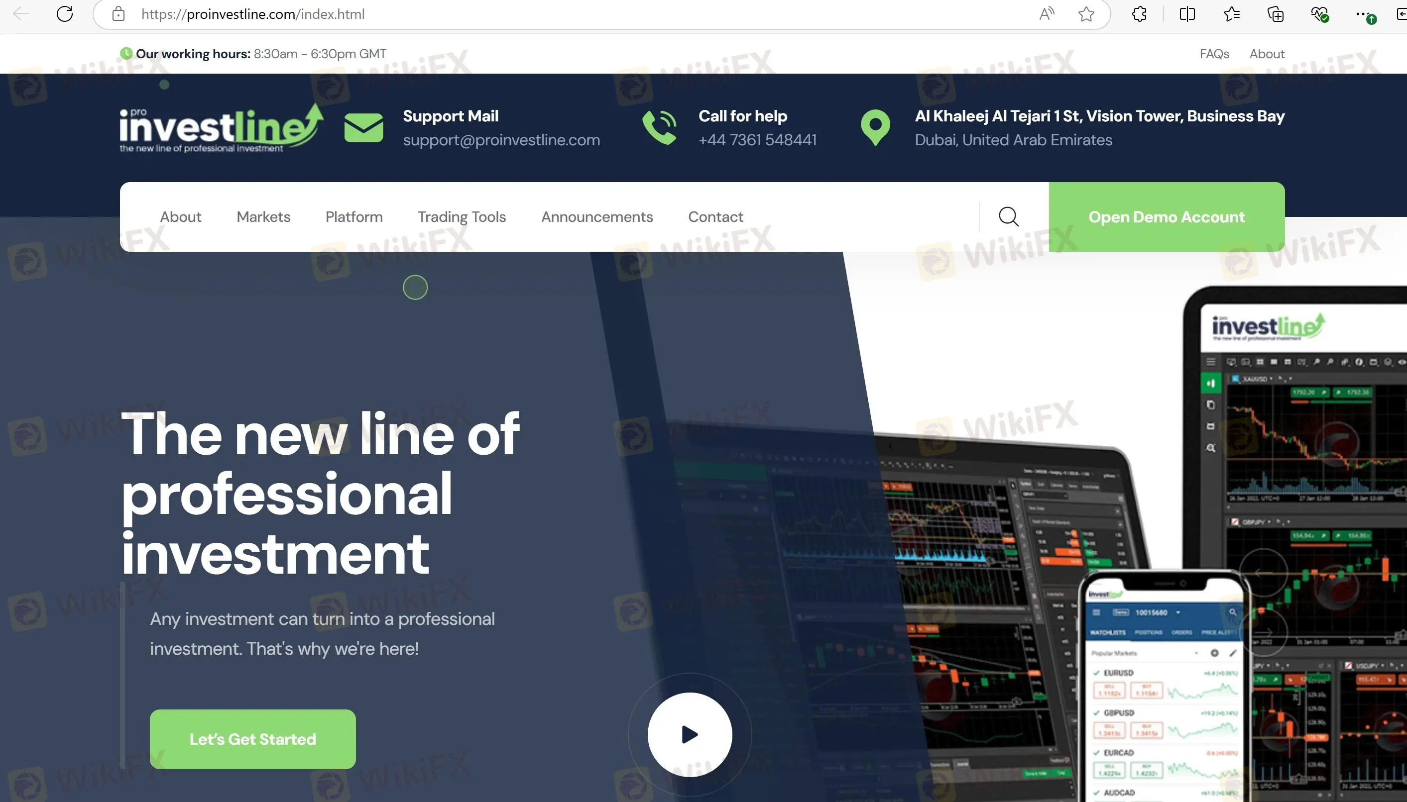 ProInvestline's homepage
