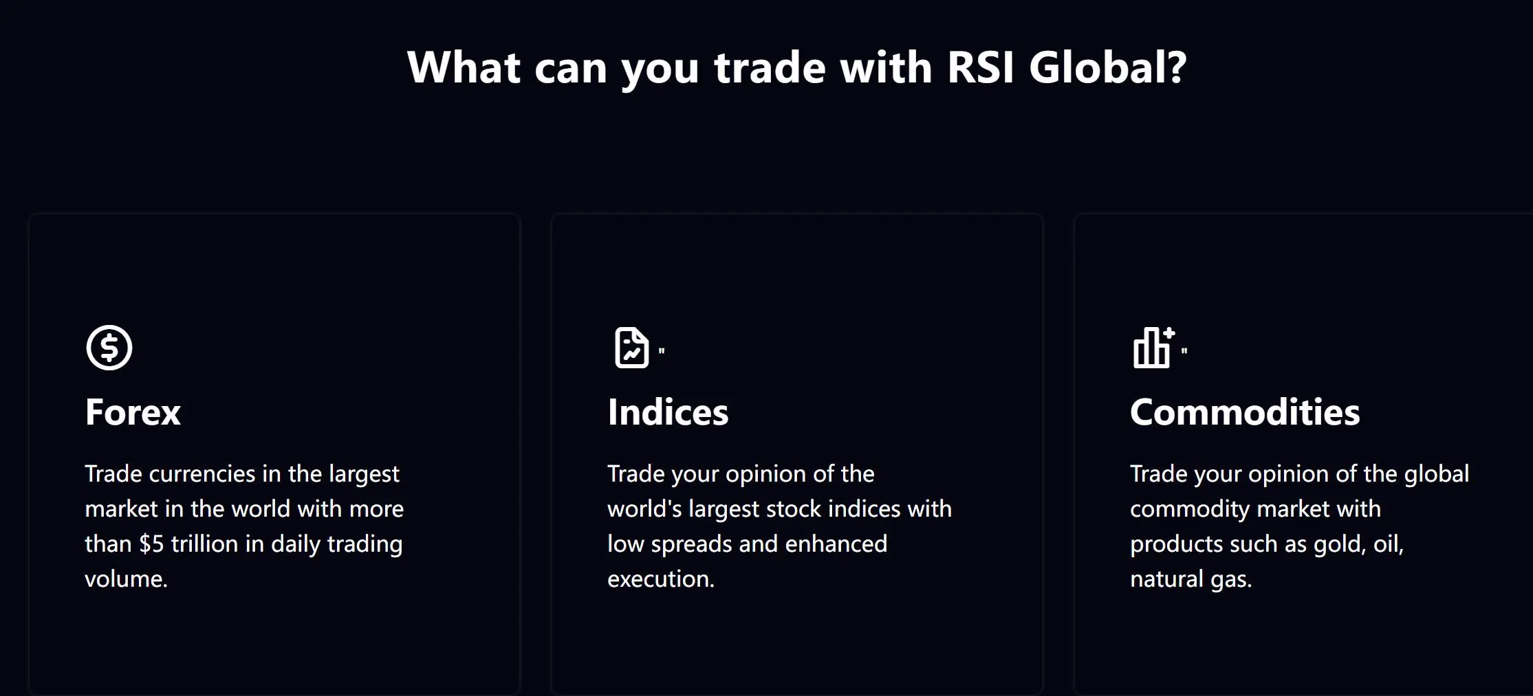 Tôi có thể giao dịch gì trên RSI Global? Tôi có thể giao dịch gì trên RSI Global?