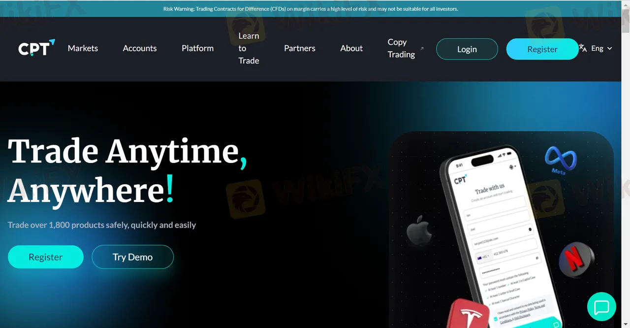 CPT Markets' homepage CPT Markets' homepage