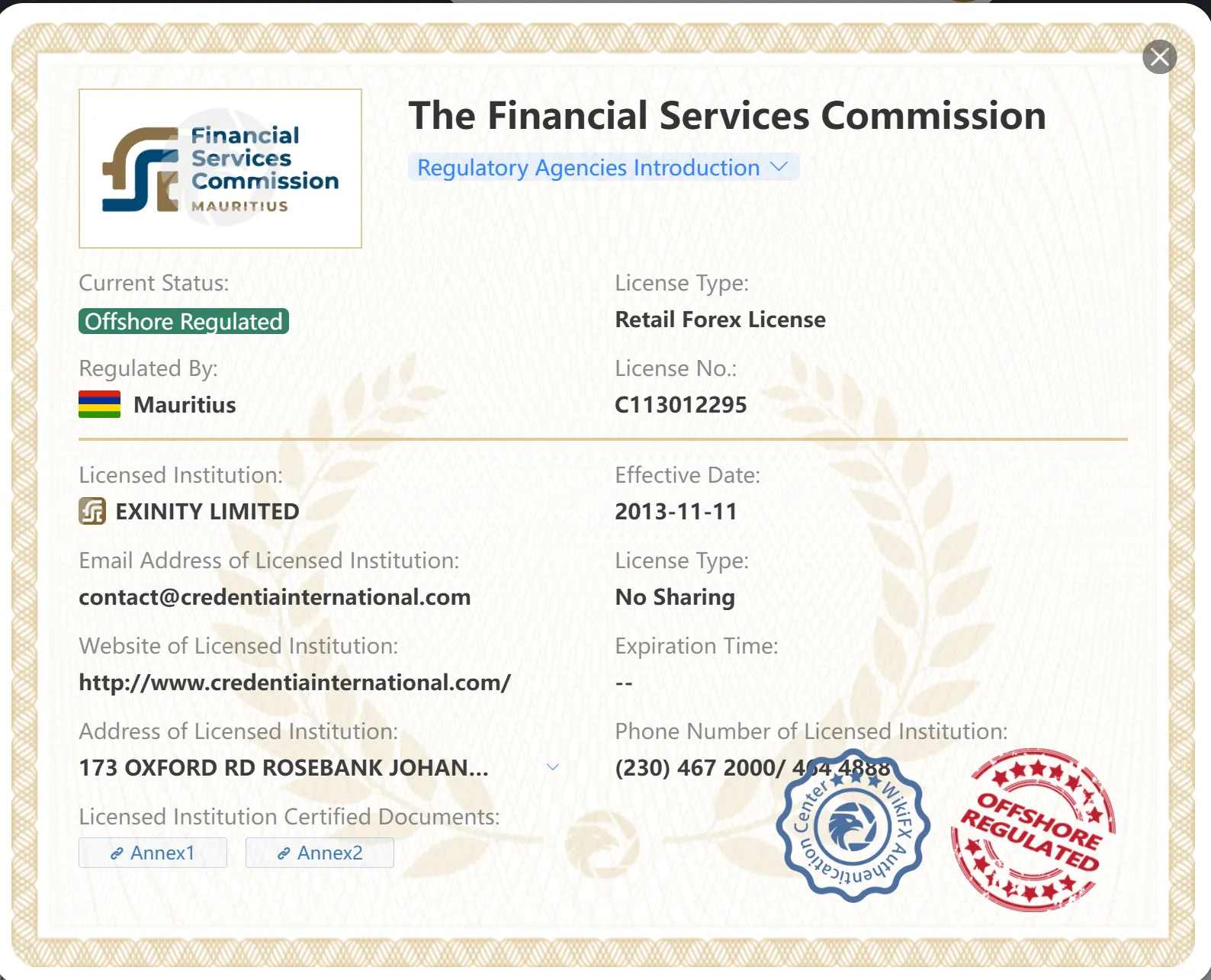 Regulated by FSC Regulated by FSC