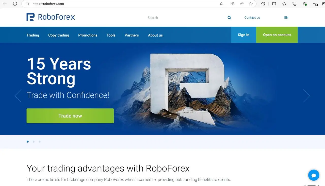 Roboforex's homepage Roboforex's homepage