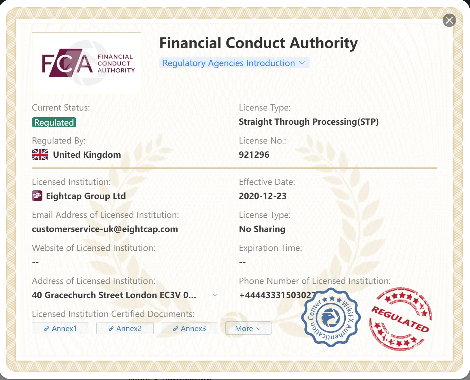 Regulado por FCA Regulado por FCA